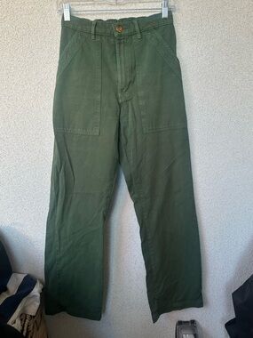 Big Bud Press Work Pants, Olive Green, High Waisted Pants Size XS Regular